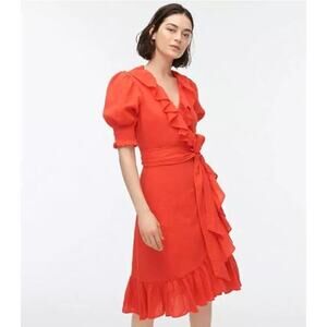 J.Crew Ruffle Wrap Midi Dress Brilliant Sunset Size S